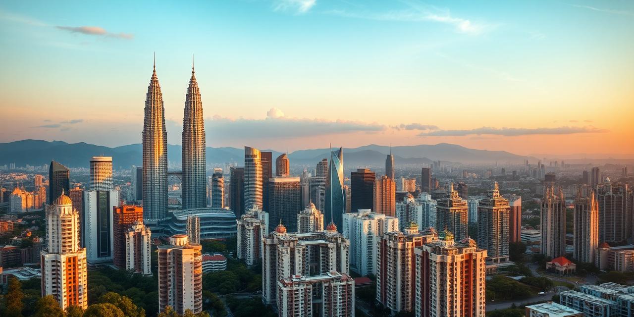 Aerial view of Kuala Lumpur skyline at golden hour
