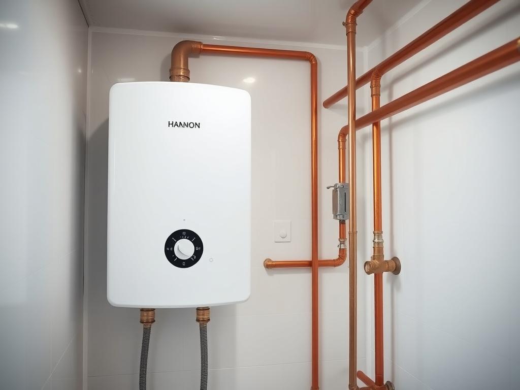 Wall-mounted water heater fresh after installation