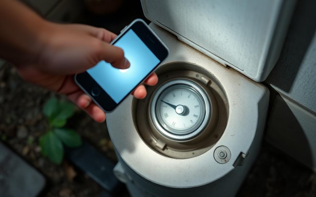 Homeowner checking a water meter for hidden leak movement